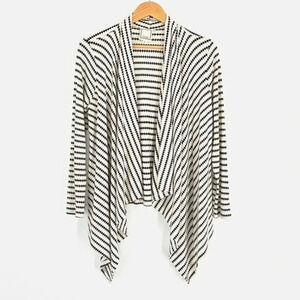 Meraki Open Front‎ Cardigan Size XL Ivory/Black Knit Drape Long Sleeve Everyday